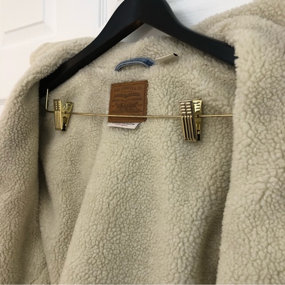 Levi's Premium Ex-Boyfriend Sherpa Hooded Trucker Jean Jacket Medium - Picture 11 of 16
